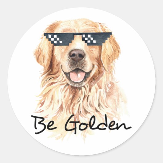 Wees Golden Retriever Ronde Sticker (Voorkant)