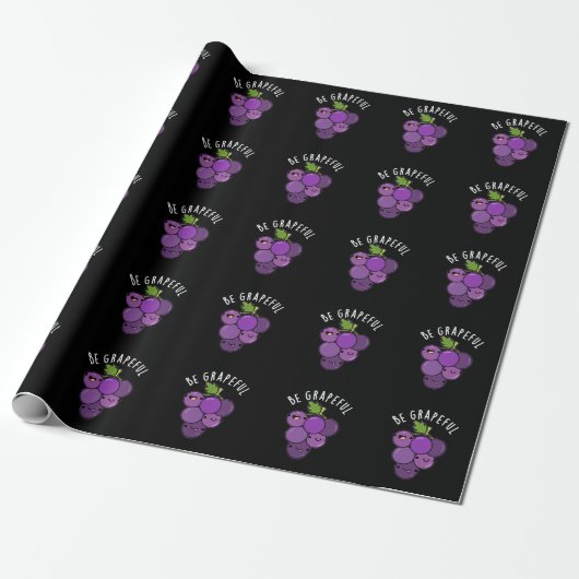 Wees Grapeful Grape Pun Dark BG Cadeaupapier (Uitgerold)