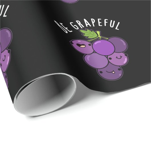 Wees Grapeful Grape Pun Dark BG Cadeaupapier (Rol Hoek)