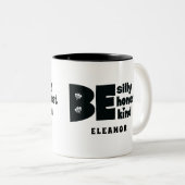 Wees Grappig Ehrlijk Vriendelijk Inspirerend Tweekleurige Koffiemok (Voorkant rechts)