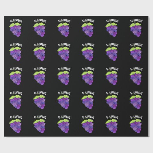 Wees Grappige Grape Bunch Pun Dark BG Cadeaupapier (Vlak)