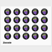 Wees Grappige Grape Bunch Pun Dark BG Ronde Sticker (Vel)