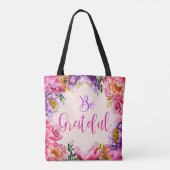 Wees Grateful Pink Peony Canvas tas (Achterkant)