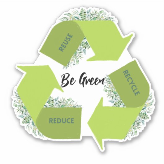 Wees groen, beperk, hergebruik, Recyclen Sticker (Voorkant)