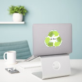 Wees groen, beperk, hergebruik, Recyclen Sticker (Laptop op bureau)