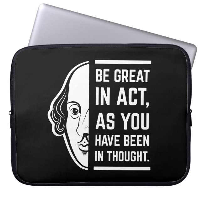 Wees Groot In Acteren Shakespeare Thespian Citaat Laptop Sleeve (Voorkant)