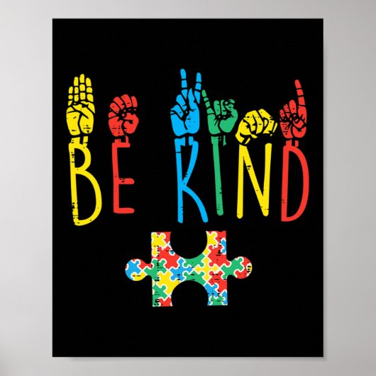 Wees handig gebarentaal Puzzle Autisme Poster (Voorkant)