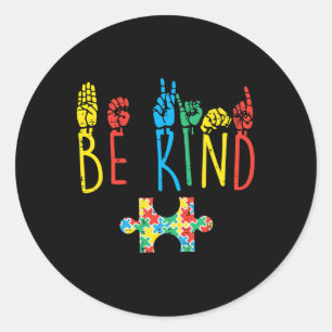 Wees handig gebarentaal Puzzle Autisme Ronde Sticker
