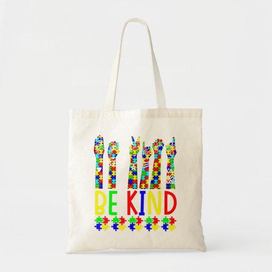 Wees handig gebarentaal Puzzle Autisme Tote Bag (Voorkant)