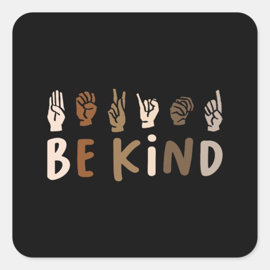 Wees Happy Cute Colorful  ASL Sign Language Vierkante Sticker (Voorkant)