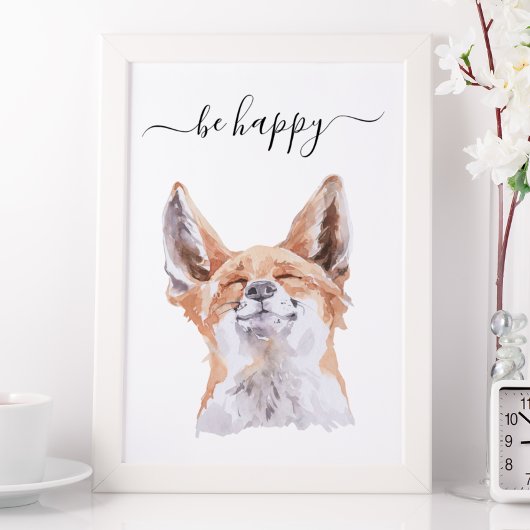 Wees Happy Fox Nursery Child Woodland Poster