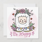Wees Happy Llama Feestdagenkaart (Voorkant)