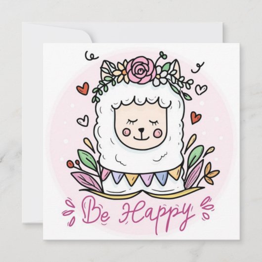 Wees Happy Llama Feestdagenkaart (Voorkant)