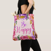 Wees Happy Peony Canvas tas (Dichtbij)