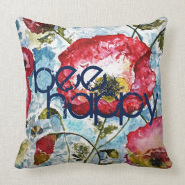 Wees Happy Poppies Waterverf Art Pillow Kussen