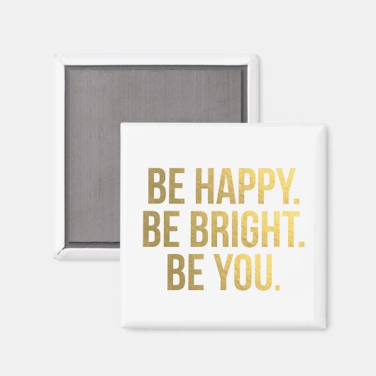 Wees Happy Quote Gold Typography Magnet (Voorkant / Achterkant)