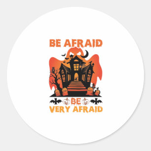 Wees heel erg bang Halloween spookhuis pompoenen_1 Ronde Sticker