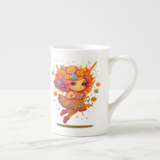 "Wees Helder, Wees Mooi" Hoge Mok – Whimsical Flo (Rechts)