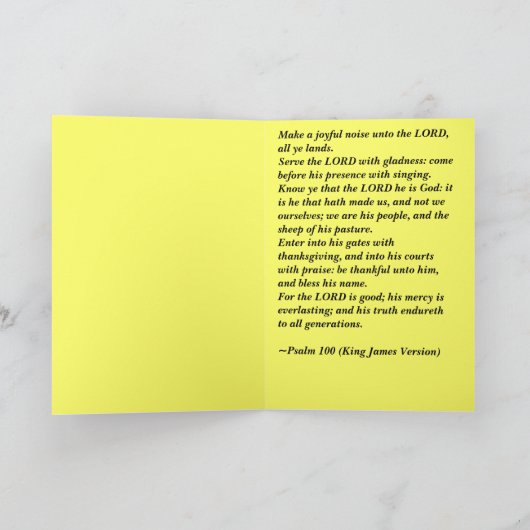 Wees hem dankbaar Psalm 100 Feestdagen Kaart (Binnen)