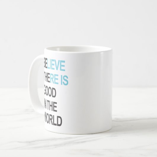 Wees het goede in de wereld/koffie-Mok/witte Mok (Voorkant links)