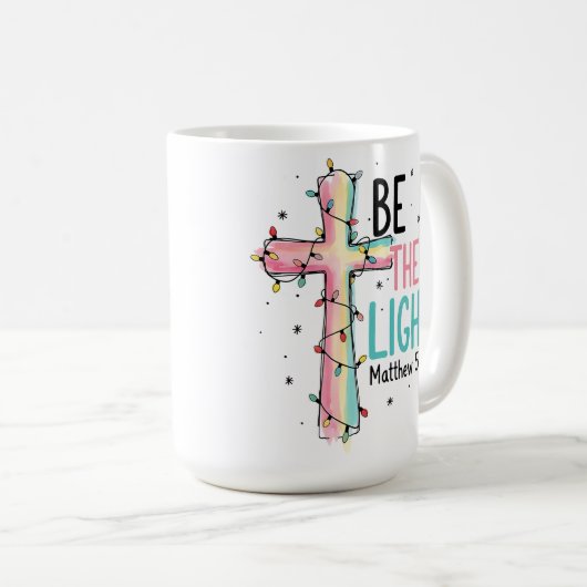 Wees het Licht Christelijke Kruis Kerstmis Koffiemok (Voorkant rechts)