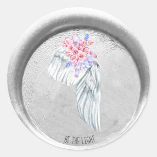 *~* WEES HET LICHT Engelenvleugel Boho Nep Zeerook Ronde Sticker