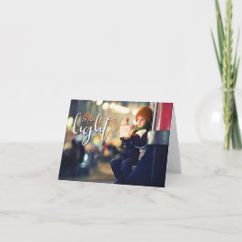 Wees het licht, jongen met lantaarn kaart