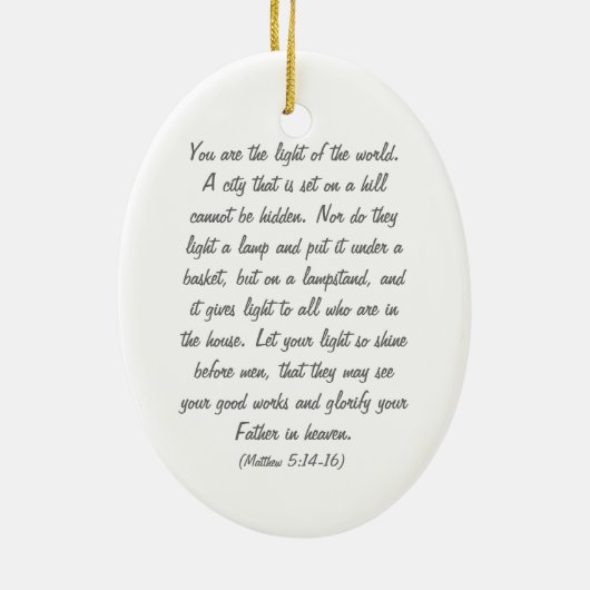 Wees het licht keramisch ornament (Achterkant)