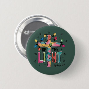 Wees Het Licht Kerstmis Christelijk Kruis Kerstmis Ronde Button 5,7 Cm