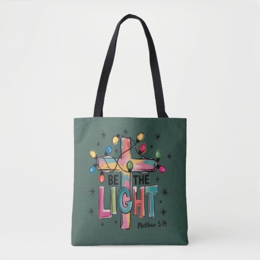 Wees Het Licht Kerstmis Christelijk Kruis Kerstmis Tote Bag (Voorkant)