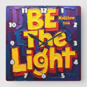 Wees het Licht Kunstwerk Vierkante Klok (Voorkant)