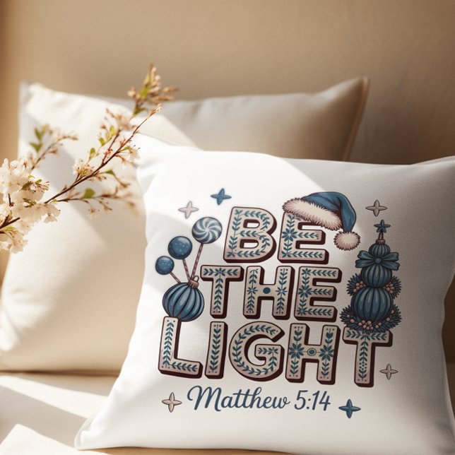 Wees het Licht Mattheüs 5:14 Christelijk Kerstmis Kussen (Creator heeft geüpload)