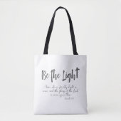 Wees het Licht met KJV Bijbelvers Tote Bag (Voorkant)