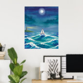 Wees het licht om je te leiden, Zeilboot Vuurtoren Poster (Thuiskantoor)