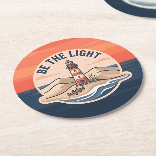 Wees Het Licht Ronde Kartonnen Onderzetter (Gebogen)