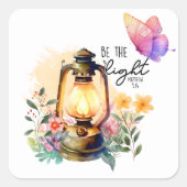 Wees het licht vierkante sticker (Voorkant)