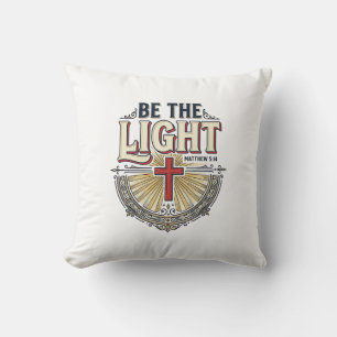 Wees Het Licht Vintage Christelijk T-Shirt Ontwerp Kussen