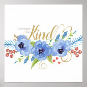 Wees Humble en Sint-blauwe waterverf bloemen Poster (Voorkant)