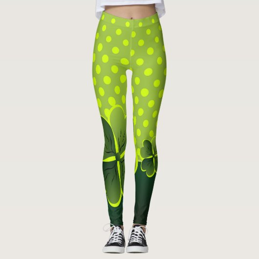 Wees Iers voor een Dag -Shamrock & Polka-Stippen - Leggings (Voorkant)