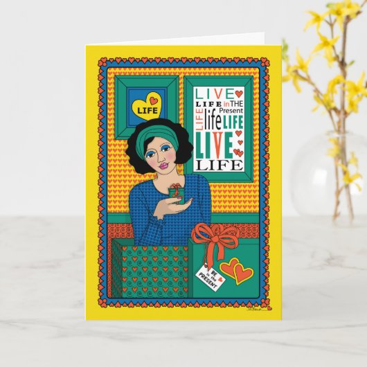 Wees in het Cadeau_B_Greeting Kaart (Gele Bloem)