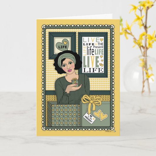 Wees in het Cadeau_C_Greeting Kaart (Gele Bloem)