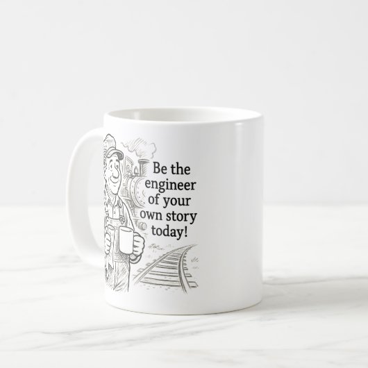 Wees ingenieur van uw eigen verhaal Stoomtrein Dri Koffiemok (Voorkant links)