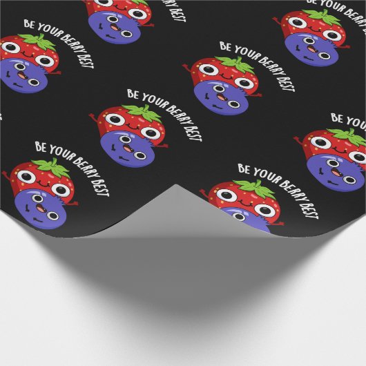 Wees je bessen beste grappige fruit pun donker BG Cadeaupapier (Hoek)