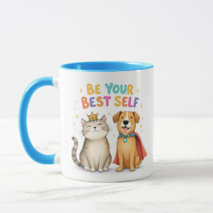Wees je beste zelf-Mok - Inspirerende hond en kat Mok