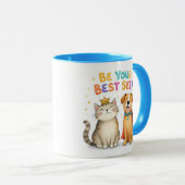 Wees je beste zelf-Mok - Inspirerende hond en kat Mok (Voorkant rechts)