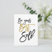 Wees je beste zelf Motivatie offerte Zwart/Goud Briefkaart (Staand voorkant)