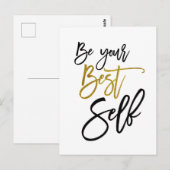 Wees je beste zelf Motivatie offerte Zwart/Goud Briefkaart (Voorkant / Achterkant)