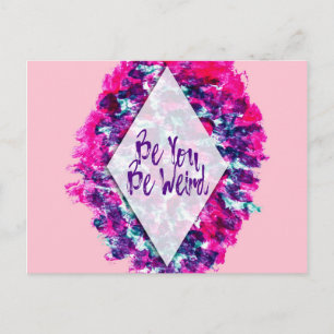 Wees je een vreemde Typografie Roze Paarse Waterve Briefkaart