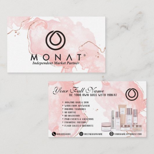 Wees je eigen baas met MONAT-Roze Visitekaartje (Voorkant / Achterkant)