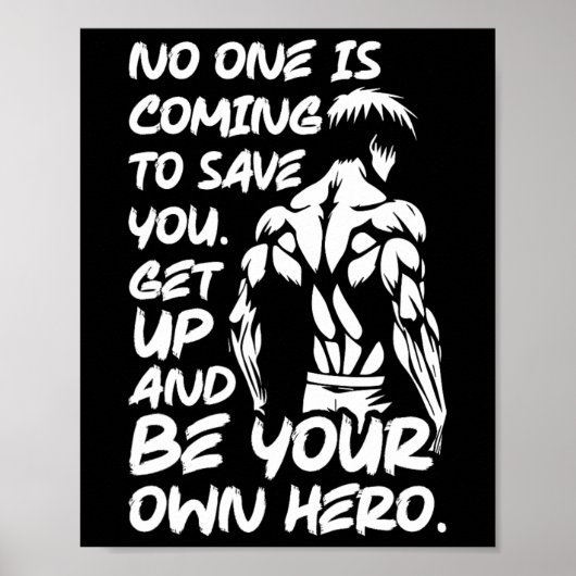 Wees je eigen held - Anime krachttraining fitness Poster (Voorkant)